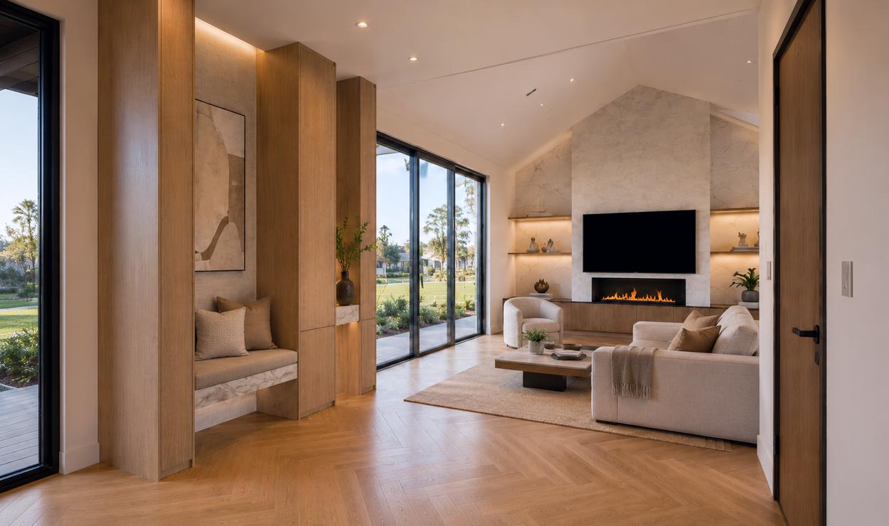 Living room and feature stair